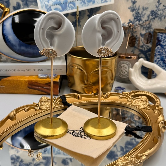 🆕 VIVIENNE WESTWOOD 🧿 BNWOT AUTH Rahmona Eye-Motif Studs with Hanging Orb Tear - Picture 6 of 16